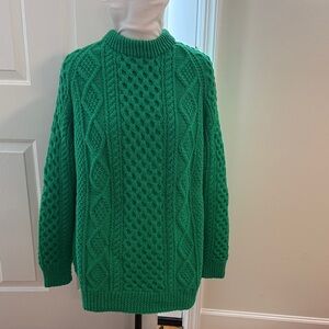 Glendalough Green Cable Knit Sweater Made in Ireland 🇮🇪